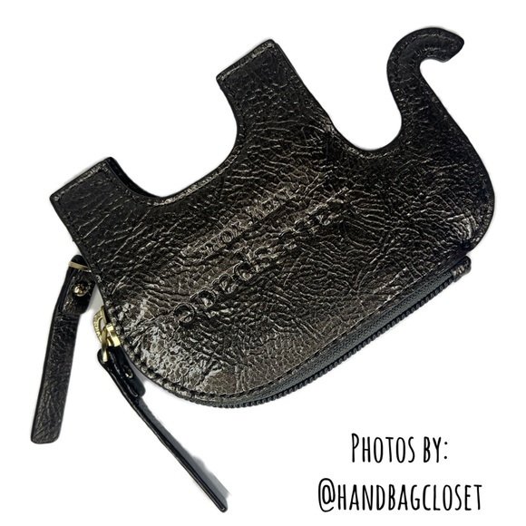 Kate Spade Elephant Coin Bag Metallic Grey Vintage Zip Purse - Picture 11 of 11